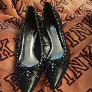 Mix No. 6 Black Lace-Up Heels with Studs